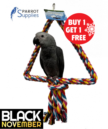 34Cm Medium Triangle Rope Swing Toy Parrot Toy - BOGOF